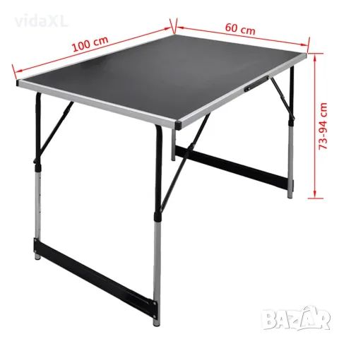 vidaXL Сгъваема маса с регулируема височина, 3 бр, снимка 6 - Маси - 56146031