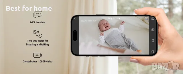 nooie Бебефон камера с аудио и специализирано безплатно приложение, снимка 13 - Бебефони - 48468830