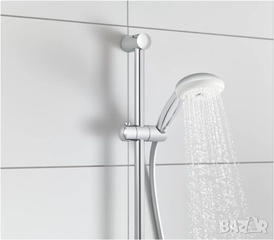 GROHE Душ Комплект Tempesta 100, 27598001 + Wall Bar Set (Релса, Слушалка, Държач)!