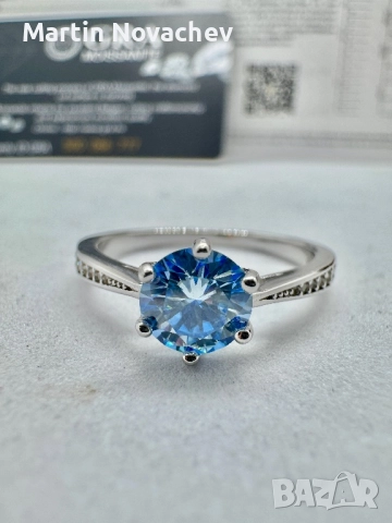 Сребърен пръстен с мойсанит (Диамант) 1 карат