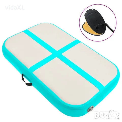 vidaXL Надуваем дюшек за гимнастика с помпа, 60x100x15 см, PVC, зелен, снимка 1 - Йога - 56148367