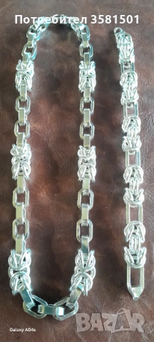 172/Сребърен Синджир и Гривна-КОМПЛЕКТ-160грама.🇧🇬, снимка 2 - Колиета, медальони, синджири - 53035699
