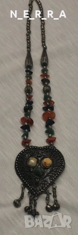 Дълъг старинен медальон с ахати, снимка 3 - Антикварни и старинни предмети - 53191023