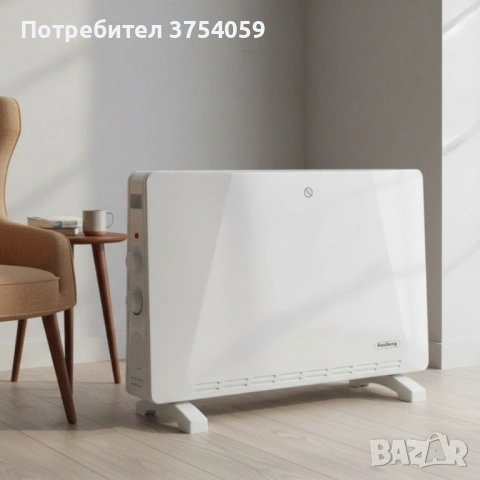Конвекторен отоплител Rosberg – 2500W, 3 степени, защита от прегряване (бял или черен)