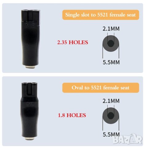 Комплект Универсално Зарядно за Електрическа Самобръсначка Конектор 6xDC Конвертори 5.5x2.1мм C8Tail, снимка 12 - Електрически самобръсначки - 40872134