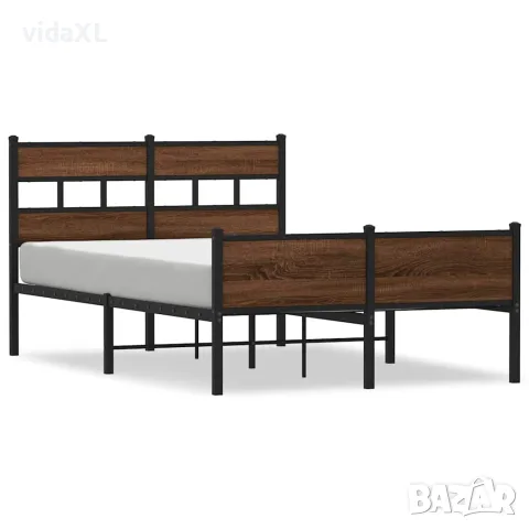 vidaXL Рамка за легло без матрак кафяв дъб 120x200 см инженерно дърво