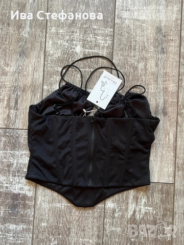 Нов с етикета  черен парти официален топ бюстие тип корсет , снимка 2 - Корсети, бюстиета, топове - 51672327