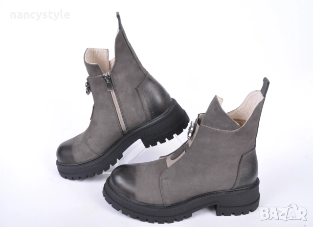 ЗИМА '25'26! Дамски боти от естествен набук с цип и ластик