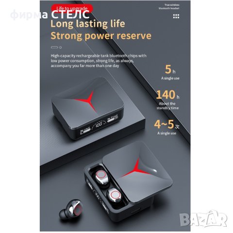 Геймърски слушалки STELS M90, True Wireless, IPX2, Bluetooth, Touch Control, Черен, снимка 11 - Безжични слушалки - 41515044