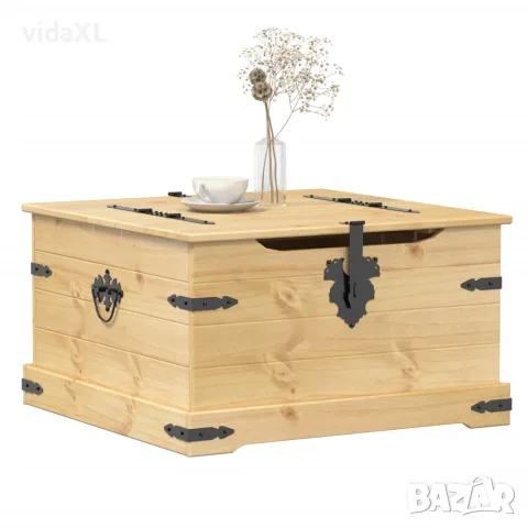 vidaXL Кутия за съхранение "Corona" 78x78x45 см борово дърво масив, снимка 2 - Скринове - 56147443