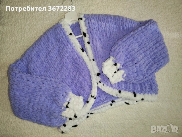 Дамска жилетка с дълъг ръкав, ръчно плетена