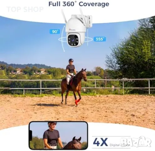 Нова 4G LTE външна камера със SIM карта и 360° нощно виждане охрана дом, снимка 7 - IP камери - 49443990