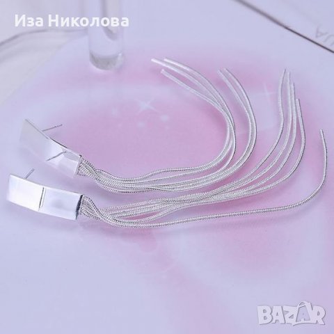 Сребърни обеци висулки, снимка 2 - Обеци - 39075196