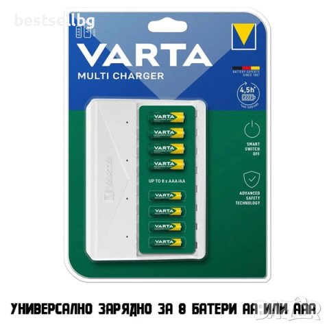 Универсално и бързо зарядно устройство VARTA до 8 батерии АА или ААА