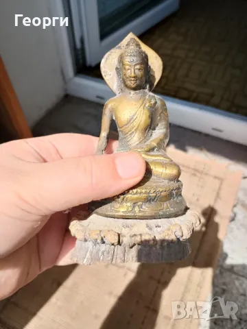 Стара бронзова статуетка върху кост, снимка 9 - Антикварни и старинни предмети - 50127201