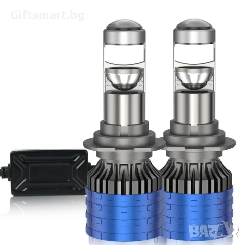 Комплект 2 LED крушки с лупа, H7, 30000 Lm, 12V, 2x55W, 6500К, 87x31мм, снимка 2 - Аксесоари и консумативи - 51102908