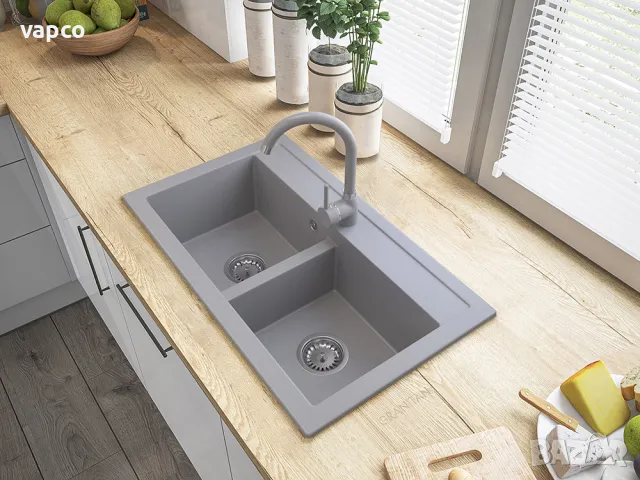 Гранитна мивка с 2 корита Granitan Duet 75см, снимка 9 - Мивки - 47597823