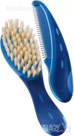 Бебешки комплект за коса - четка с естествен косъм и гребен NUK 