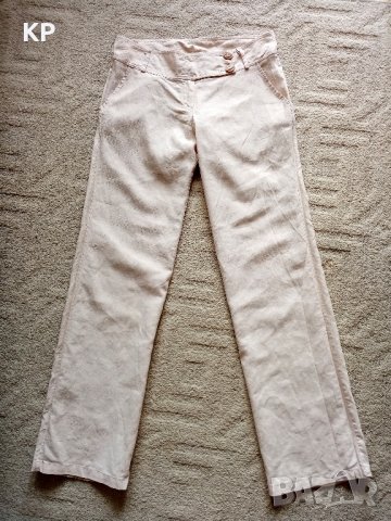 Прав ленен панталон с ниска талия , снимка 2 - Панталони - 42032161