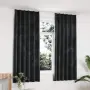 vidaXL Затъмняващи завеси с куки, 2 бр, кадифе, антрацит, 140x175 см, снимка 2