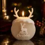 Елен с надпис Merry Christmas дълбок силиконов молд форма свещи гипс сапун смола фондан декорация , снимка 1