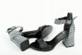 Елегантни дамски сандали с широк ток - Черни -Нанси, снимка 4