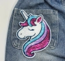 Еднорог Unicorn глава с пайети апликация с пайети за дреха дрехи самозалепваща се нашивка, снимка 1