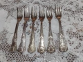 Стари антикварни посребрени прибори вилички 6 бр. маркирани, снимка 2
