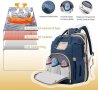 Нова удобна чанта за пелени Раница за детска количка с термо джобове Синя, снимка 2