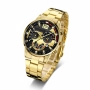 Мъжки кварцов часовник – Златист корпус, черен циферблат, календар, цветен дизайн, снимка 1