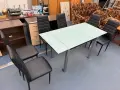 100922   кухненска стъклена трапезна маса 145/70 см с 6 стола -цена 170 евро общо всичко -76см височ, снимка 7