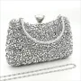Официална чанта клъч с големи сребристи камъни и къса дръжка, снимка 1