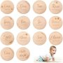 Нови 14 бр. кръгли дървени месечни карти за бебе/Снимки Поводи