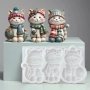3 котки котета зимно коте силиконов молд форма фондан торта декор украса, снимка 1