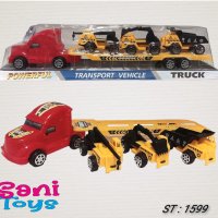 Автовоз с 3 строителни машини, снимка 1 - Коли, камиони, мотори, писти - 39213067