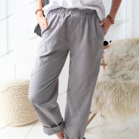 Нови дамски едноцветни ежедневни еластични прави панталони с висока талия, 9цвята - 023, снимка 10 - Панталони - 41249456