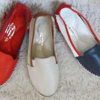 Обувки, естествена кожа, червени, сини и бежови, код 51/ ББ1/47, снимка 1 - Дамски ежедневни обувки - 36759242