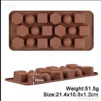пралини квадрат шестоъгълни силиконов молд форма за шоколадови бонбони гипс декор лед, снимка 1 - Форми - 44343060