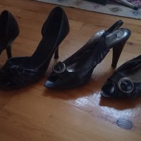 Черни елегантни ПОДАРЪК, снимка 2 - Дамски обувки на ток - 41042675