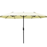 Метален двоен чадър 450х265см бежов TLB005 Twins, снимка 1 - Градински мебели, декорация  - 44595495