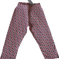 Клинчета на точки памук/ликра в тъмносиньо и розово, снимка 1 - Панталони и долнища за бебе - 44473695