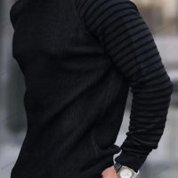 Мъжки рипсен пуловер с ръкави на райе, 3цвята - 023, снимка 12 - Пуловери - 39783112