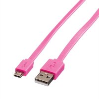 Кабел  USB2.0 A-Micro B, M/M, 1m Розов SS301019, снимка 1 - Друга електроника - 39217032