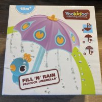 Yookidoo Fill N Rain Bath Toy - Интерактивна игра за вана с паун чадър за бебета и малки деца, зелен, снимка 5 - Образователни игри - 44200416
