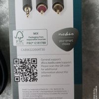 Кабел HI-FI с накрайници - Кабел Жак - GOLD 3,5мм,М-2xRCA,М-3м, стерео аудио кабел: жак – два чинча, снимка 3 - Други - 44672358