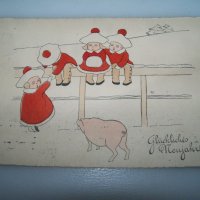 Стара новогодишна пощенска картичка от 1912г., снимка 1 - Филателия - 41976008