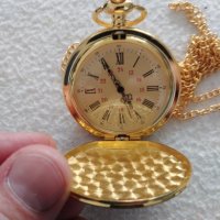 NOUSEG винтидж джобен кварцов часовник с римски цифри+ верижка , снимка 12 - Джобни - 41228584