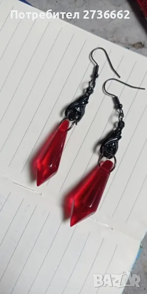 Готически обеци с червен кристал , снимка 1