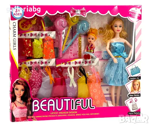  Голяма и малка кукла с много рокли и аксесоари , снимка 1