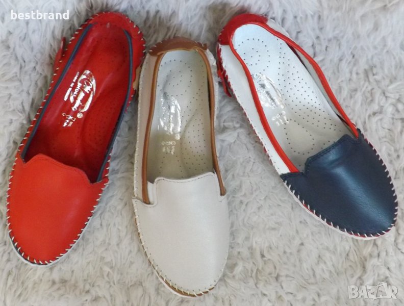 Обувки, естествена кожа, червени, сини и бежови, код 51/47, снимка 1